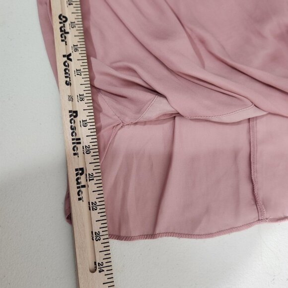 Mustard Seed Blouse Womens Small Pink Surplice wrap  V Neck Short Sleeve FLAWS - Picture 5 of 12